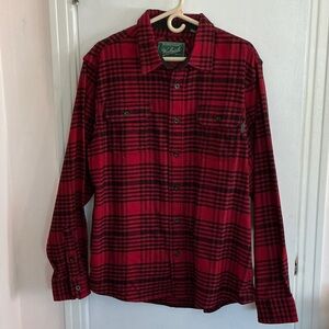 Woolrich Heavy Cotton Red and Black Plaid Shirt Shacket Sz Large